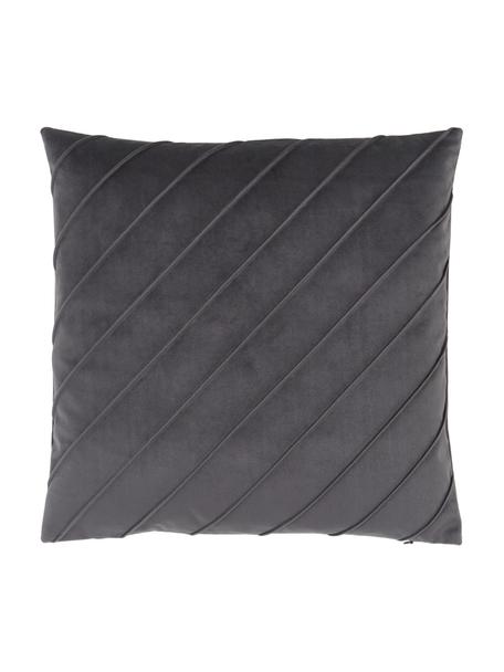 Zamatový poťah na vankúš so štruktúrovaným vzorom Leyla, Zamat (100 % polyester), Sivá, Š 40 x D 40 cm
