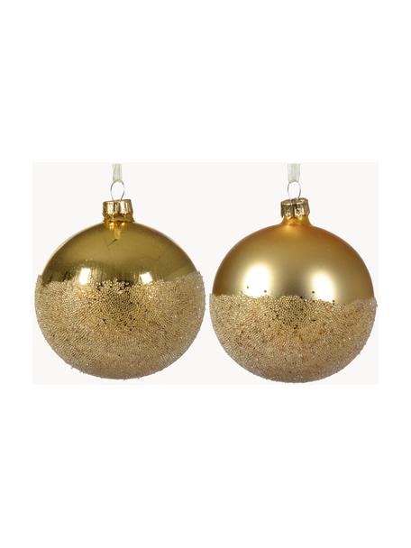 Weihnachtskugeln Flossy, 6er-Set, Glas, Goldfarben, Ø 8 cm
