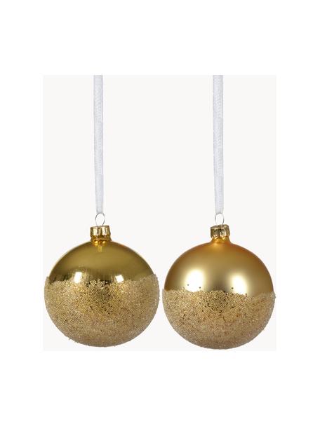 Boules de Noël Flossy, 6 élém., Verre, Doré, Ø 8 cm