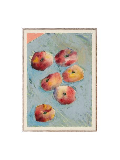 Plakat Peaches, 210 g matowy papier, druk cyfrowy z 10 farbami odpornymi na promieniowanie UV, Jasny niebieski, odcienie pomarańczowego, odcienie czerwonego, S 50 x W 70 cm