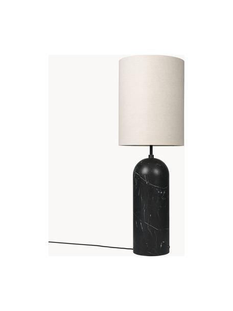 Lampada da terra piccola con luce regolabile e base in marmo Gravity, Paralume: tessuto, Beige chiaro, nero marmorizzato, Alt. 130 cm