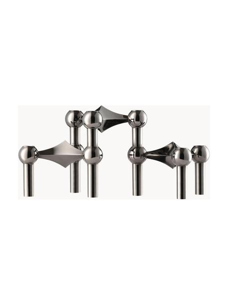 Candelabros Stoff Nagel, 3 uds., Metal recubierto, Plateado oscuro brillante, Cada uno Ø 10 x Al 7 cm