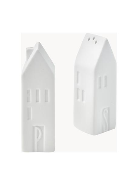 Salero y pimentero de porcelana Home, 2 uds., Porcelana, Blanco mate, An 3 x Al 9 cm