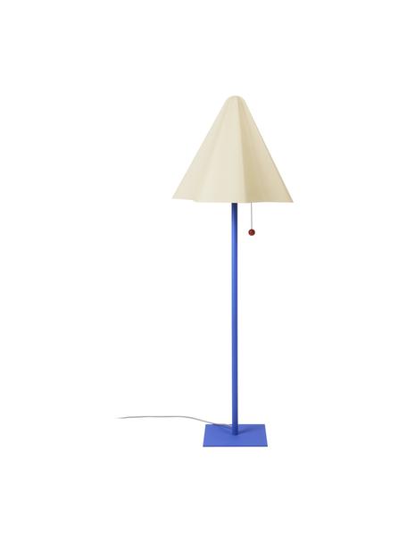 Lampada da terra di design Skirt, Paralume: acciaio verniciato a polv, Bianco crema, blu, Ø 44 x Alt. 96 cm