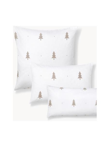 Flanellen kussenhoes X-mas Tree met kerstmotief, Weeftechniek: flanel Flanel is een knuf, Wit, beige, B 60 x L 70 cm