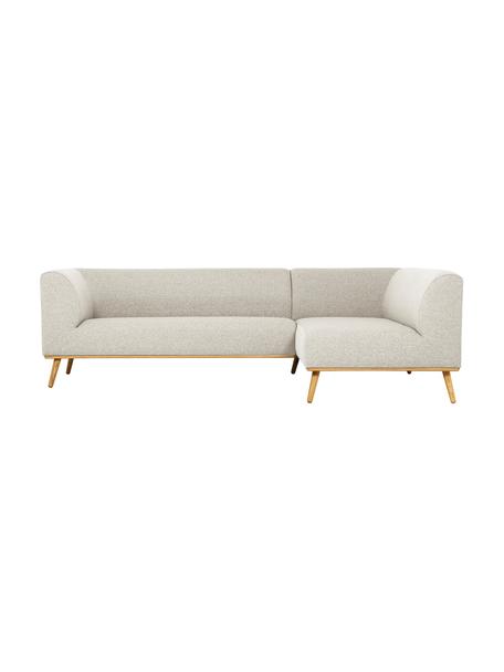 Hoekbank Archie met eikenhouten poten, Bekleding: 100% wol, Frame: grenenhout, FSC-gecertifi, Poten: massief eikenhout, FSC-ge, Geweven stof beige, B 264 x D 162 cm, hoekdeel rechts