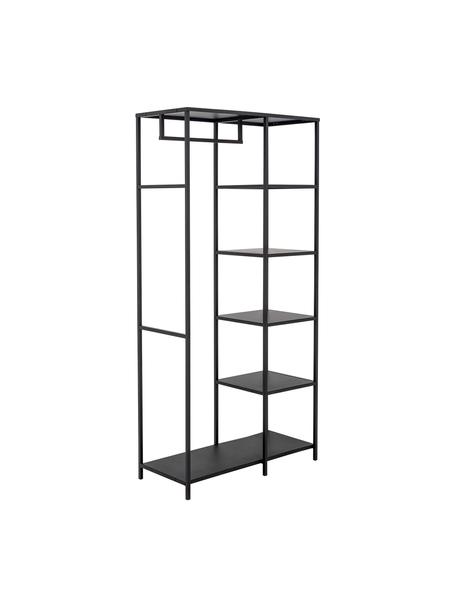 Deurloze metalen kledingkast Valde, Gecoat metaal, Zwart, B 90 x H 183 cm