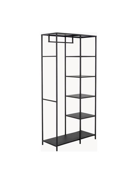 Deurloze metalen kledingkast Valde, Gecoat metaal, Zwart, B 90 x H 183 cm