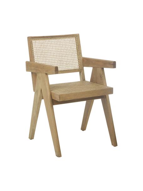 Krzesło z podłokietnikami z plecionką wiedeńską Sissi, Stelaż: lite drewno dębowe, Drewno dębowe, S 52 x G 58 cm