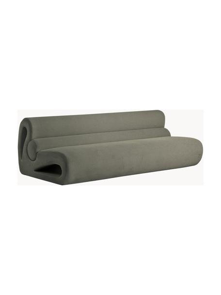 Divano imbottito 3 posti Space, Rivestimento: 100% poliestere Il rivest, Rivestimento: imbottitura in schiuma, Struttura: legno di pino massiccio, , Tessuto verde, Larg. 221 x Prof. 113 cm