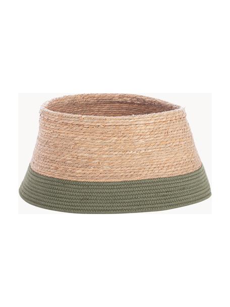 Panier pour sapin de Noël Asher, 60 % herbe, 40 % coton, Beige, vert olive, Ø 55 x haut. 28 cm