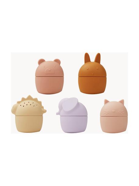 Set di 5 giochi da bagno Gaby, Silicone, Tonalità rosa, lilla, beige, Ø 6 x Alt. 8 cm