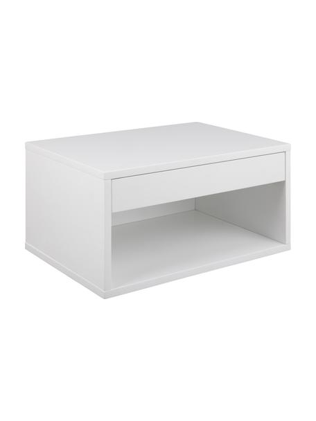 Table de chevet murale avec tiroir Cholet, MDF (panneau en fibres de bois à densité moyenne), laqué, Blanc, larg. 50 x haut. 24 cm