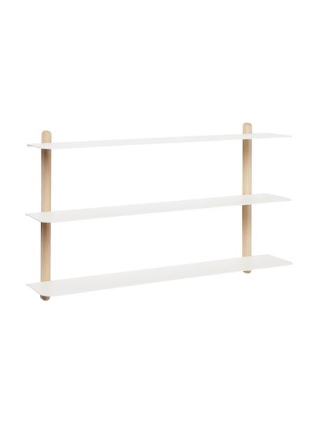 Mensola Nivo, Ripiani: acciaio, rivestito, Struttura: legno di quercia, Legno di quercia bianco, Larg. 64 x Alt. 42 cm