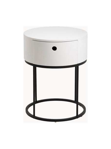 Kulatý noční stolek Polo, Bílá, černá, Ø 40 cm, V 51 cm
