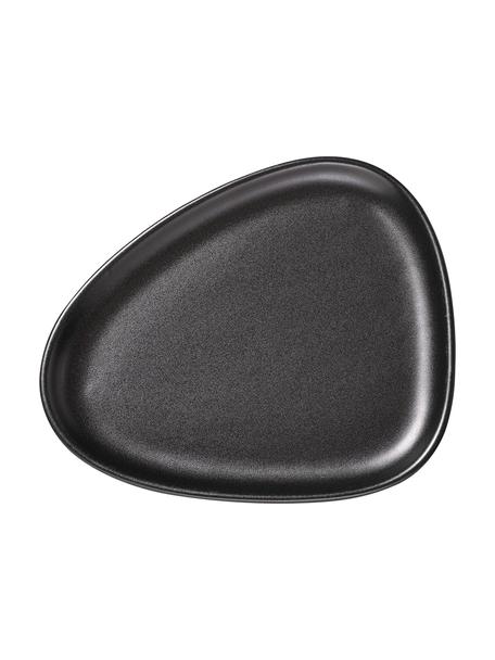 Ręcznie wykonany talerz śniadaniowy Monaco, 4 szt., Kamionka, Czarny, S 19 x D 22 cm