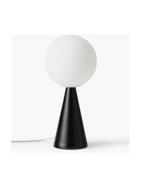 Lampada da tavolo piccola fatta a mano Bilia, Paralume: vetro, Struttura: metallo rivestito, Bianco, nero, Ø 12 x Alt. 26 cm