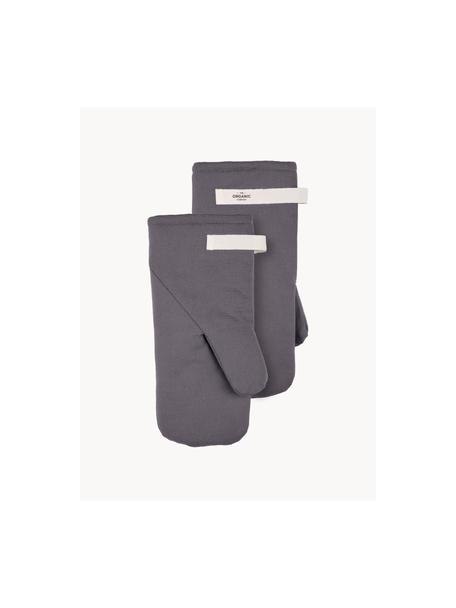 Guantes de horno Mid, 2 uds., 100% algodón ecológico con certificado GOTS, Gris oscuro, An 17 x L 36 cm