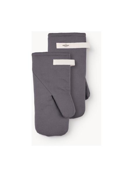 Gants de cuisine Mid, 2 pièces, 100 % coton bio, certifié GOTS, Gris foncé, larg. 17 x long. 36 cm