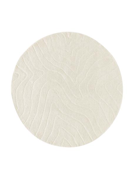 Okrúhly ručne tuftovaný vlnený koberec Aaron, Krémovobiela, Ø 120 cm (veľkosť S)