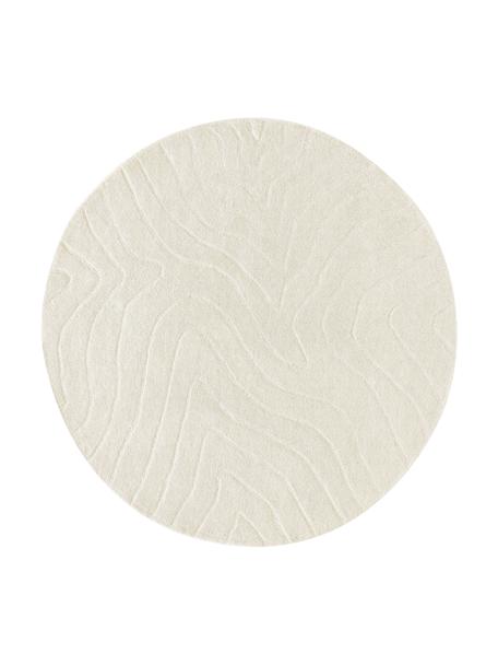 Tapis rond en laine tufté main Aaron, Blanc crème, Ø 120 cm (taille S)