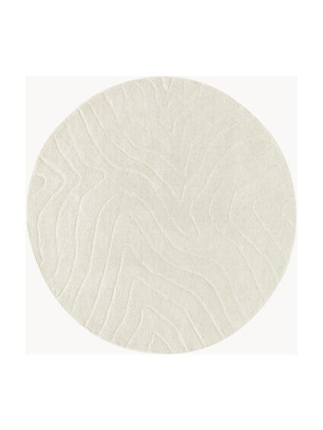 Kulatý ručně všívaný vlněný koberec Aaron, Krémově bílá, Ø 150 cm (velikost M)
