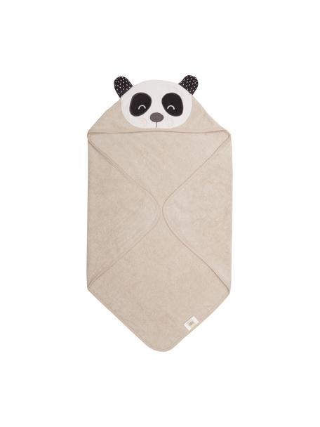 Babyhanddoek Panda Penny van biokatoen, 100% biologisch katoen, GOTS-gecertificeerd, Beige, wit, donkergrijs, 80 x 80 cm