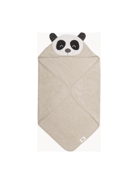 Babyhanddoek Panda Penny van biokatoen, 100% biokatoen, Beige, wit, donkergrijs, B 80 x L 80 cm
