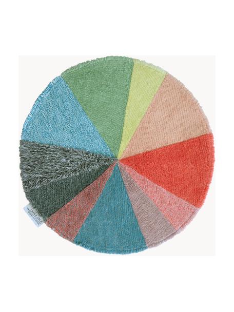 Handgeweven kindervloerkleed Pie van wol, Onderzijde: 100% katoen Bij wollen vl, Meerkleurig, Ø 120 cm (maat S)