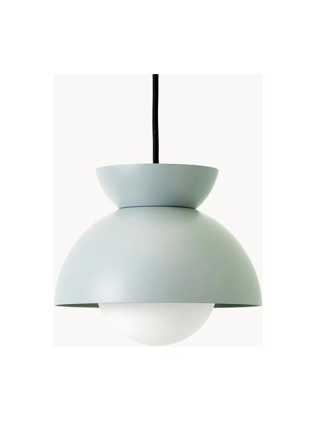 Kleine design hanglamp Butterfly, Lampenkap: gecoat metaal, Diffuser: opaalglas, Grijs, Ø 21 x H 19 cm