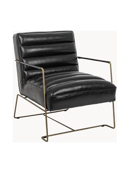 Poltrona in similpelle nera Brianna, Rivestimento: similpelle, Gambe: metallo epossidato, Similpelle nero, Larg. 63 x Prof. 74 cm