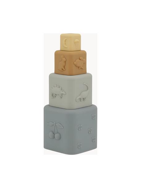 Stapel-Spielzeug Quarry, 4er-Set, Silikon, Salbeigrün- und Gelbtöne, B 10 x H 26 cm