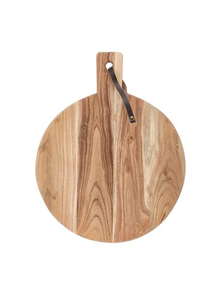 Tabla de cortar de madera Acacia, diferentes tamaños, Correa: cuero, Madera clara, Ø 33 cm