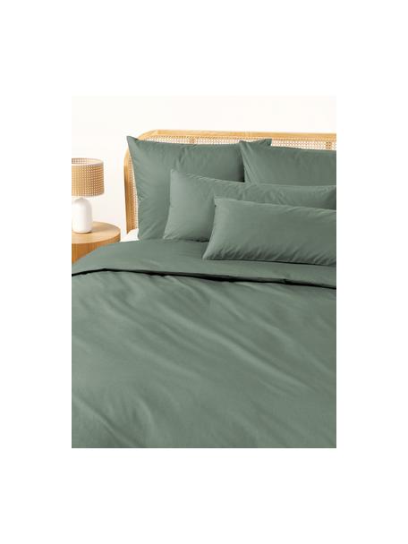 Housse de couette en percale de coton Elsie, Vert foncé, larg. 200 x long. 200 cm