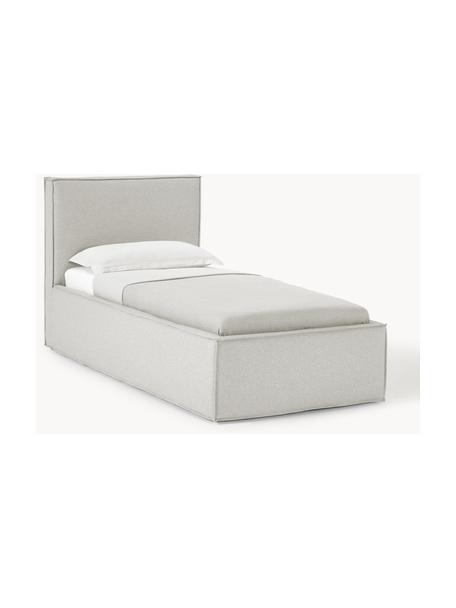 Cama individual con espacio de almacenamiento Dream, Tapizado: poliéster (texturizado) A, Cuerpo: madera maciza de pino, ma, Tejido gris claro, An 90 x L 200 cm