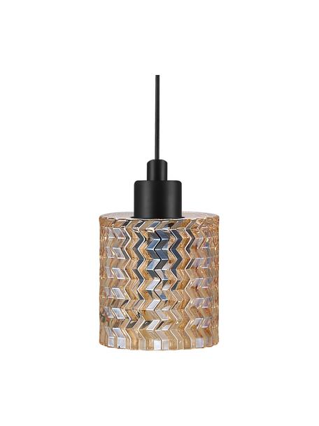 Kleine hanglamp Hollywood van glas, Lampenkap: glas, Baldakijn: gecoat metaal, Amberkleurig, Ø 11 x H 18 cm