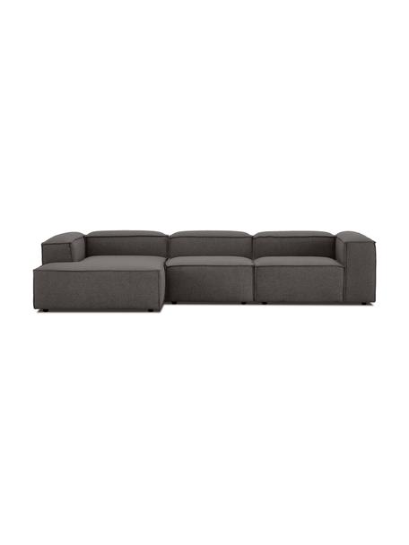 Narożna sofa modułowa Lennon, Tapicerka: 100% poliester Dzięki tka, Stelaż: lite drewno sosnowe, cert, Nogi: tworzywo sztuczne, Antracytowa tkanina, S 327 x G 180 cm, lewostronna