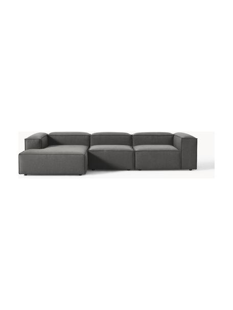 Modulares Ecksofa Lennon, Bezug: 100 % Polyester Der strap, Gestell: Massives Kiefernholz, Spe, Füße: Kunststoff Dieses Produkt, Webstoff Anthrazit, B 327 x T 180 cm, Eckteil links