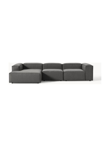 Modulares Ecksofa Lennon, Bezug: 100 % Polyester Der strap, Gestell: Massives Kiefernholz, Spe, Füße: Kunststoff Dieses Produkt, Webstoff Anthrazit, B 327 x T 180 cm, Eckteil links