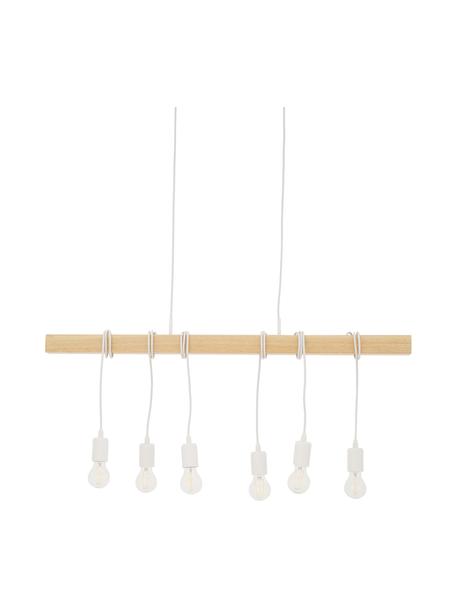 Lampa wisząca z drewna Townshend, Biały, drewno kauczukowe, S 100 x G 10 cm