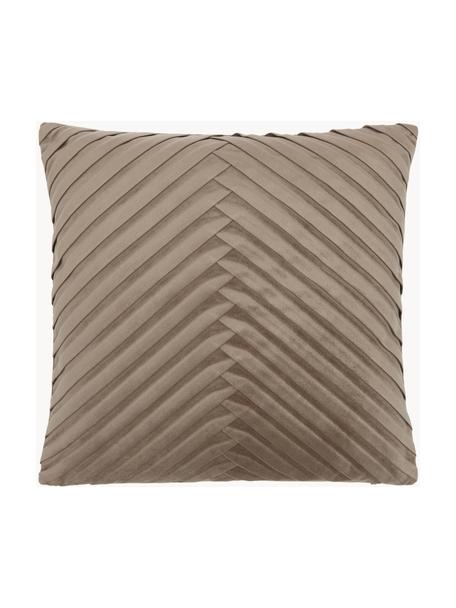 Copricuscino in velluto con motivo strutturato Lucie, 100% velluto (poliestere), Beige, Larg. 45 x Lung. 45 cm