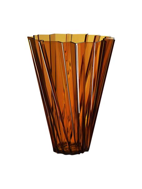 Vaso grande Shangai, Vetro acrilico, Arancione trasparente, Ø 35 x Alt. 44 cm