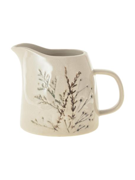 Brocca da latte fatta a mano con motivo erba Bea, Gres, Beige, Ø 8 x Alt. 9 cm