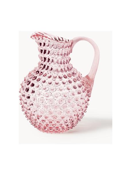 Cruche soufflée bouche avec structure cloutée Paris, 2 L, Verre, Rose, 2 L