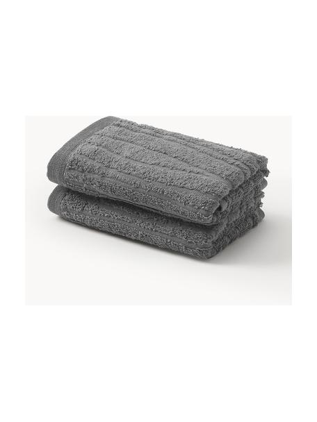 Asciugamano in cotone in varie misure Audrina, Grigio scuro, Asciugamano per ospiti XS, Larg. 30 x Lung. 30 cm, 2 pz