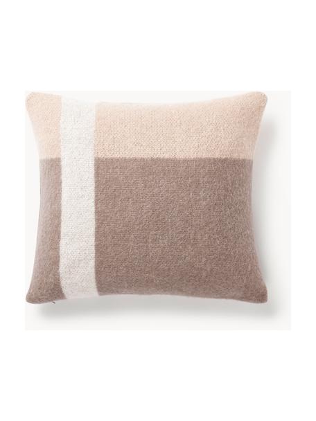 Housse de coussin 50x50 Freya, 40 % nylon, 30 % laine d'alpaga, 30 % polyacrylique, Beige, taupe, blanc, larg. 50 x long. 50 cm