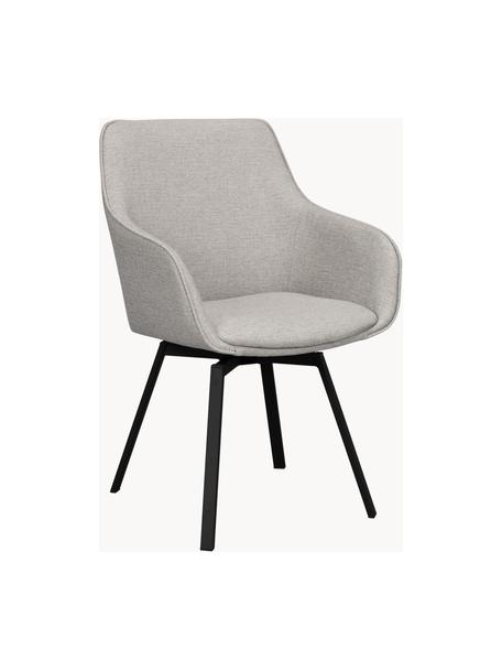 Sedia con braccioli girevole Alison, Rivestimento: 100% polipropilene Con 25, Struttura: legno, Gambe: metallo verniciato a polv, Tessuto grigio chiaro, nero, Larg. 58 x Prof. 59 cm