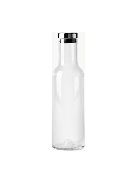 Glazen karaf Deluxe met deksel, 1 L, Mondgeblazen glas, siliconen, Transparant, zwart, 1 L