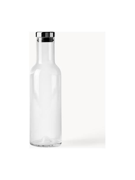 Botella con tapón Deluxe, 1 L, Vidrio soplado artesanalmente, silicona, Transparente, negro, 1 L