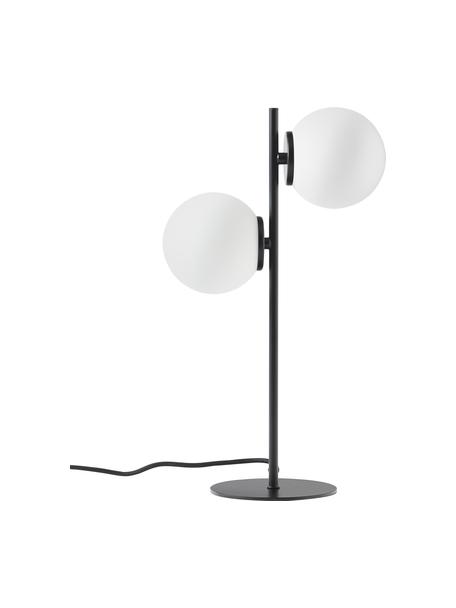 Lampa stołowa ze szkła opalowego Atlanta, Biały, czarny, Ø 15 x W 45 cm